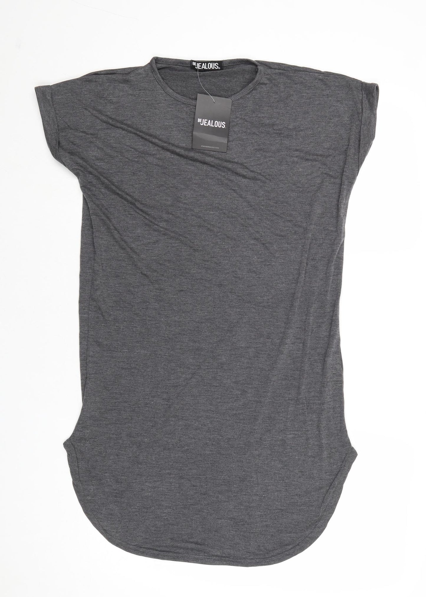 Be Jealous Womens Grey Viscose Tunic T-Shirt Size S Round Neck - Size S-M