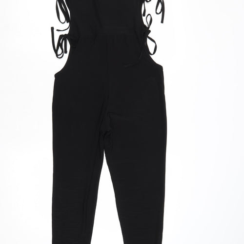PRETTYLITTLETHING Womens Black Polyester Jumpsuit One-Piece Size 10 Tie - Tie Side Detail