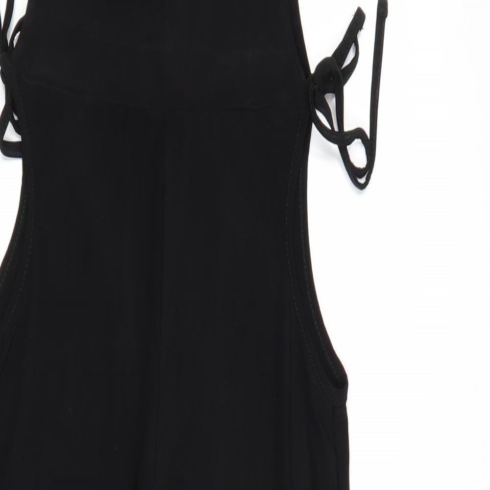 PRETTYLITTLETHING Womens Black Polyester Jumpsuit One-Piece Size 10 Tie - Tie Side Detail
