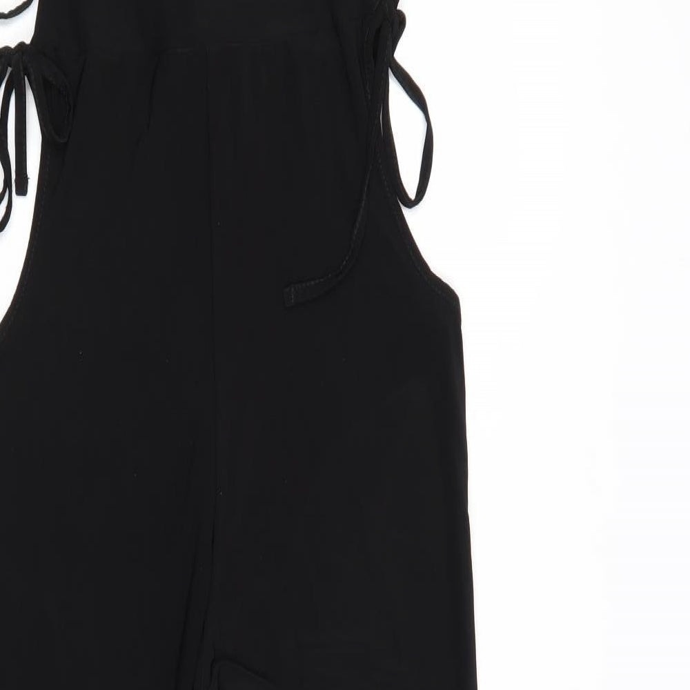 PRETTYLITTLETHING Womens Black Polyester Jumpsuit One-Piece Size 10 Tie - Tie Side Detail