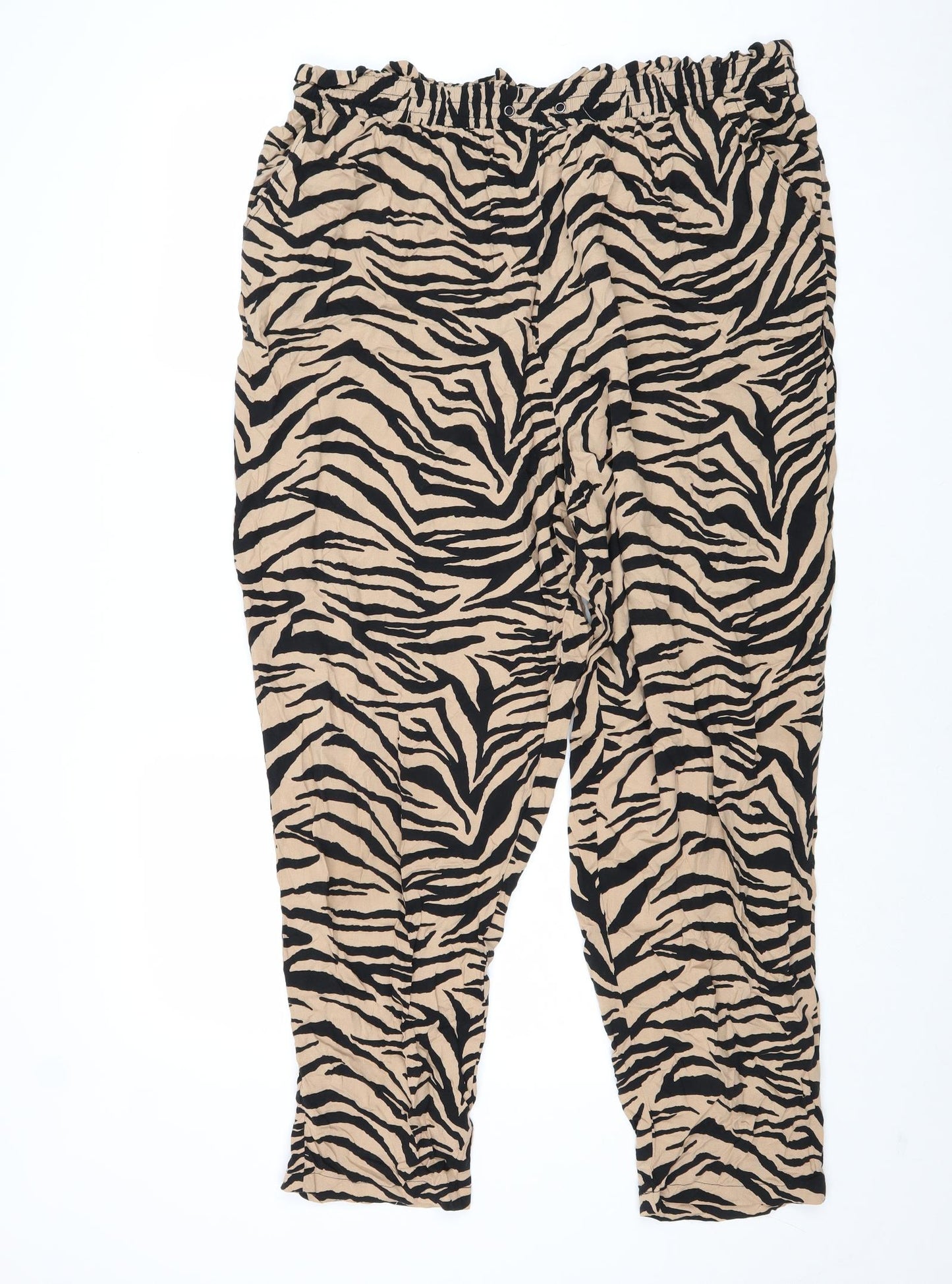 New Look Womens Multicoloured Animal Print Viscose Trousers Size 22 Regular - Tiger Print