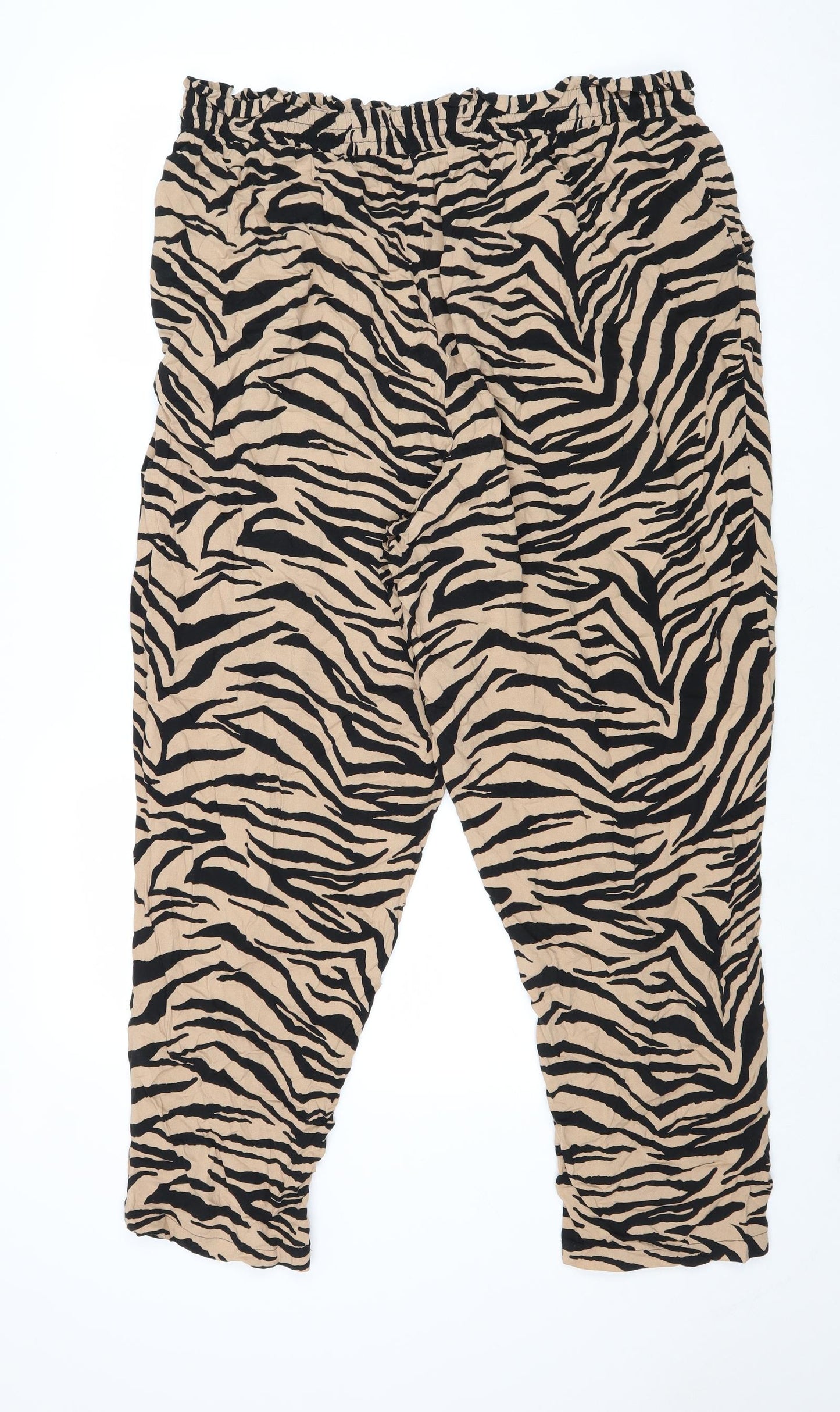 New Look Womens Multicoloured Animal Print Viscose Trousers Size 22 Regular - Tiger Print