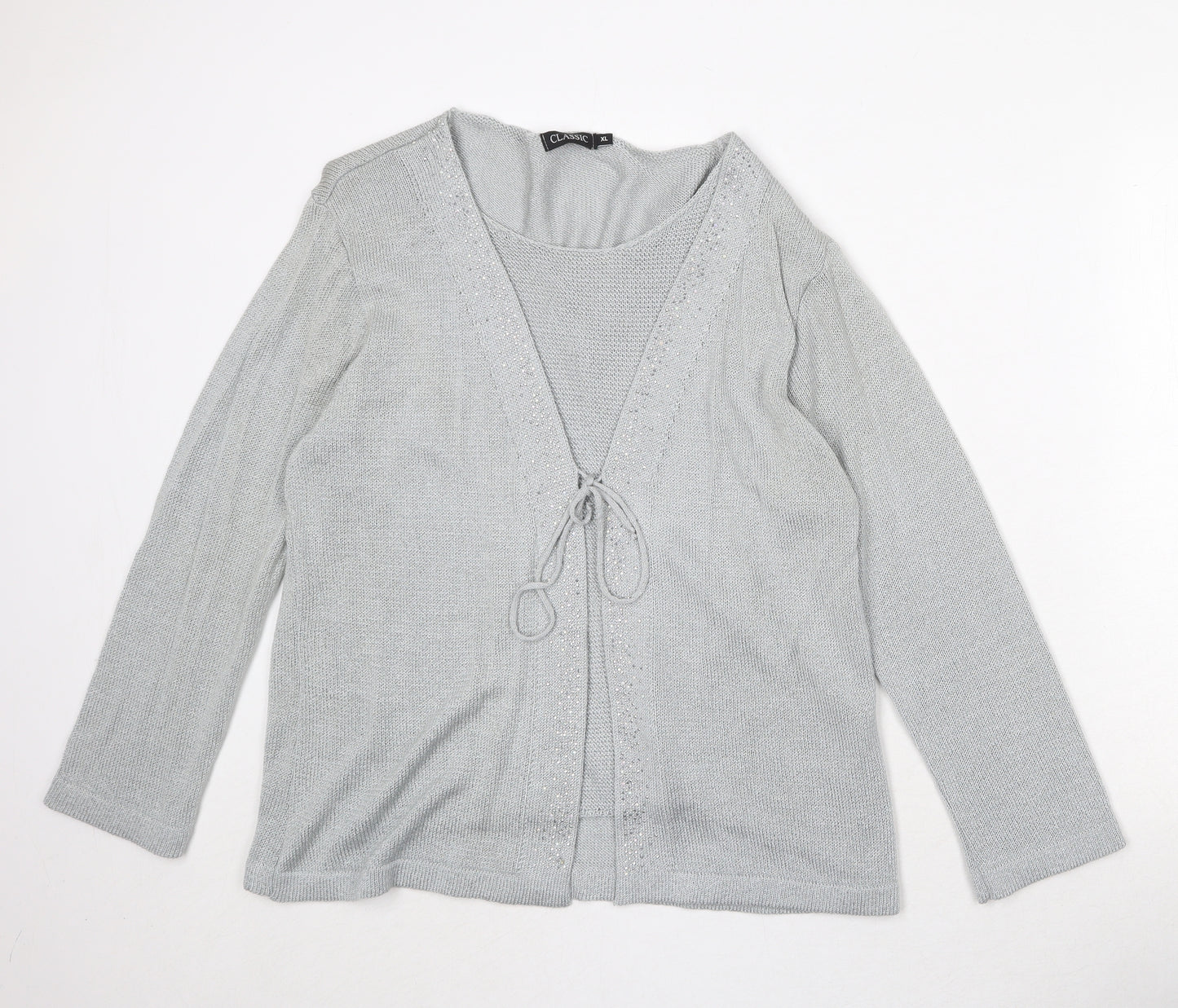 Classic Womens Blue Round Neck Acrylic Pullover Jumper Size XL - Twin Set