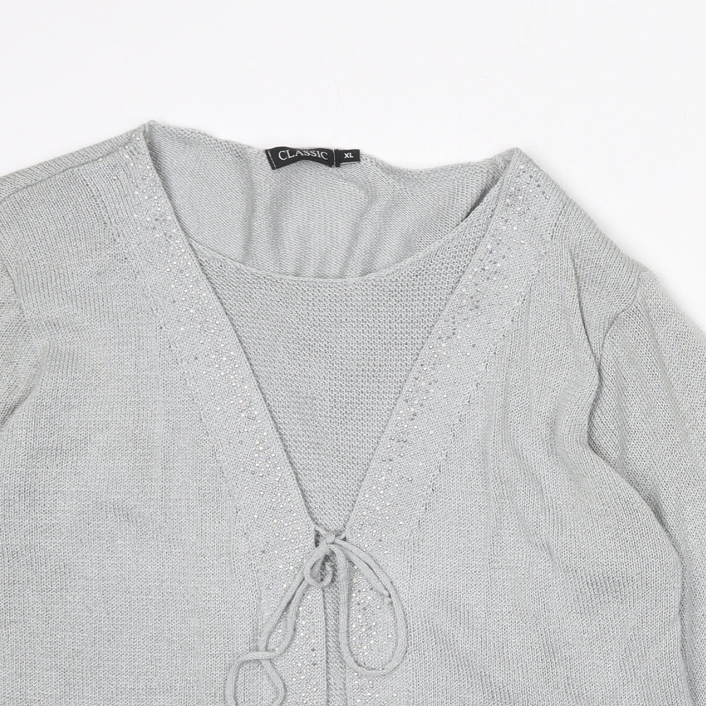 Classic Womens Blue Round Neck Acrylic Pullover Jumper Size XL - Twin Set