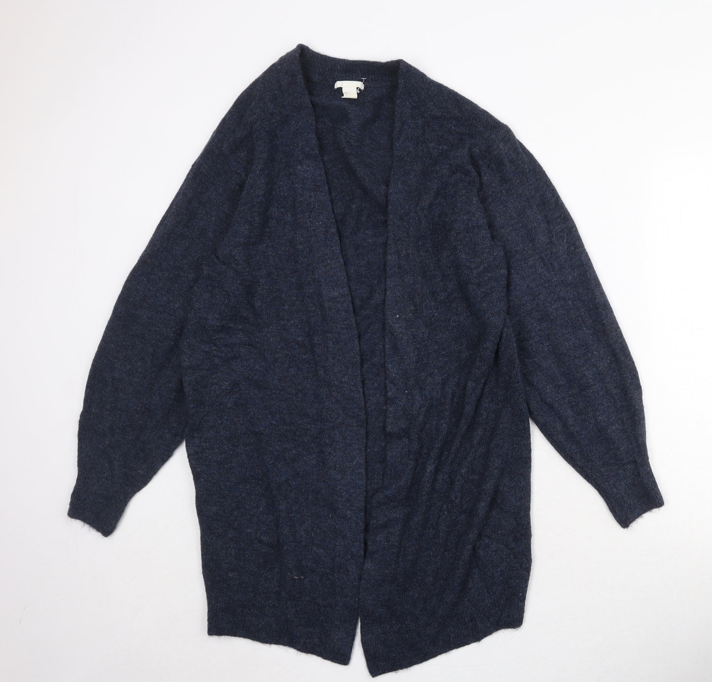 H&M Womens Blue V-Neck Geometric Acrylic Cardigan Jumper Size S