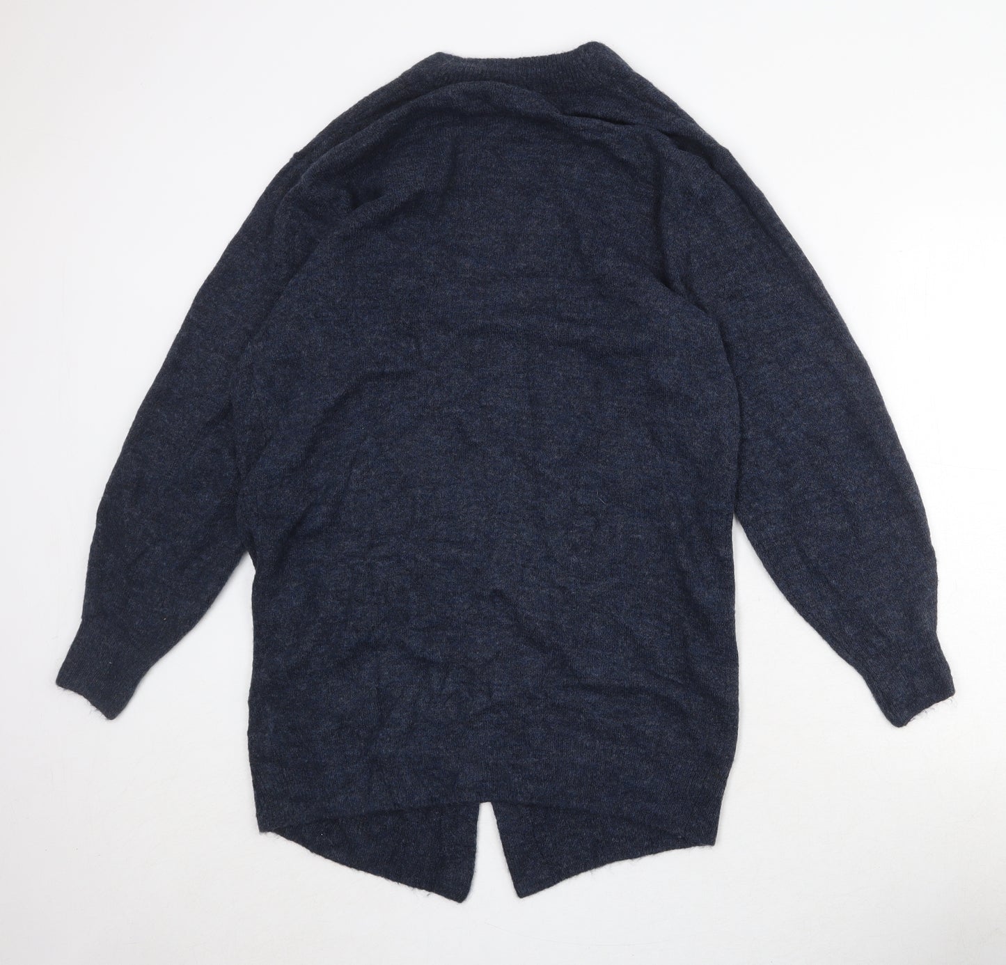 H&M Womens Blue V-Neck Geometric Acrylic Cardigan Jumper Size S