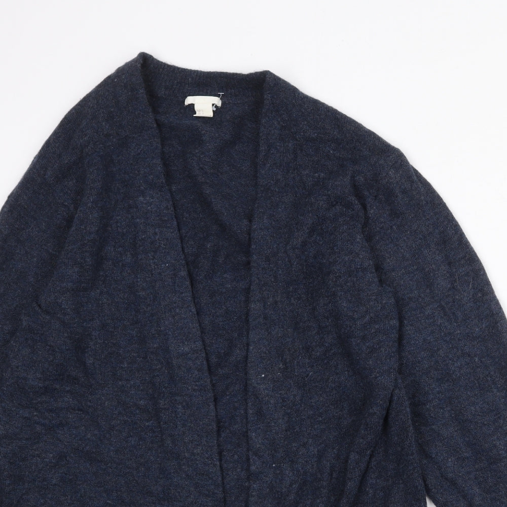 H&M Womens Blue V-Neck Geometric Acrylic Cardigan Jumper Size S