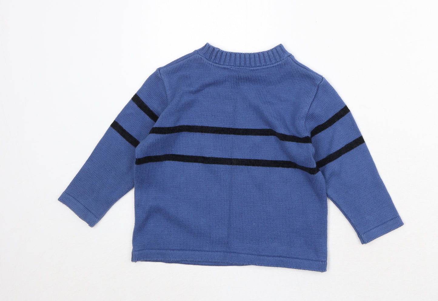 Newcastle United Boys Blue Round Neck Striped Cotton Pullover Jumper Size 2-3 Years Pullover