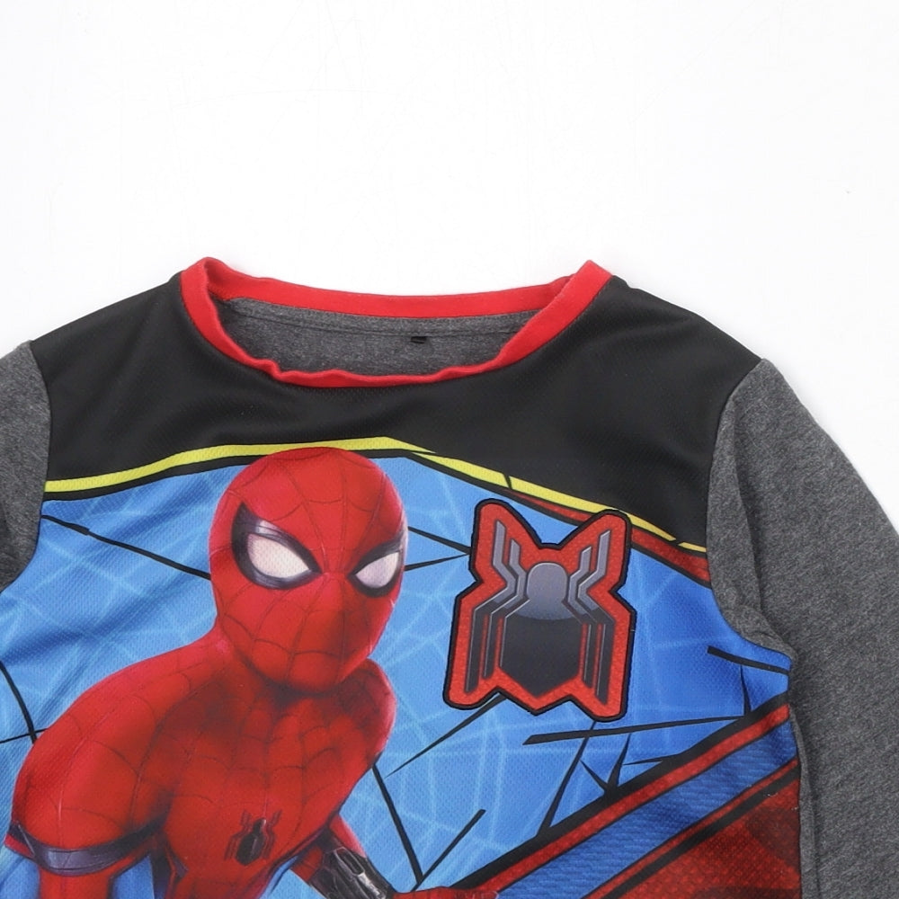 Spiderman Boys Multicoloured Polyester Pullover T-Shirt Size 6-7 Years Round Neck Pullover