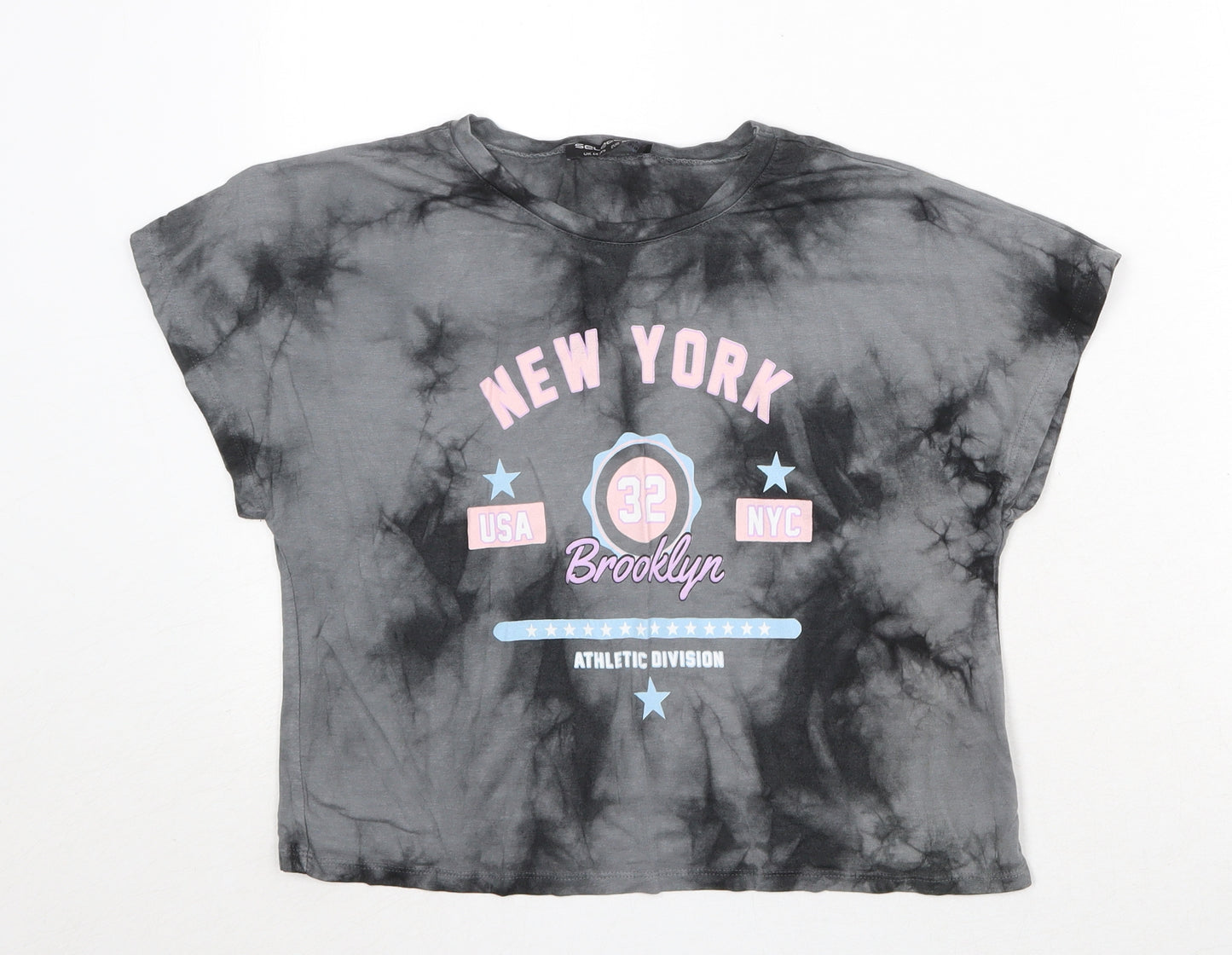 Select Girls Grey Viscose Pullover T-Shirt Size 14 Years Round Neck Pullover - Tie Dye