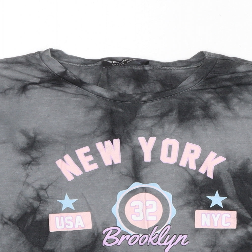 Select Girls Grey Viscose Pullover T-Shirt Size 14 Years Round Neck Pullover - Tie Dye