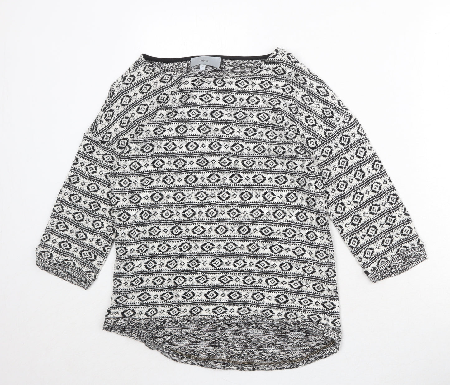 NEXT Womens Black Round Neck Geometric Acrylic Pullover Jumper Size 8