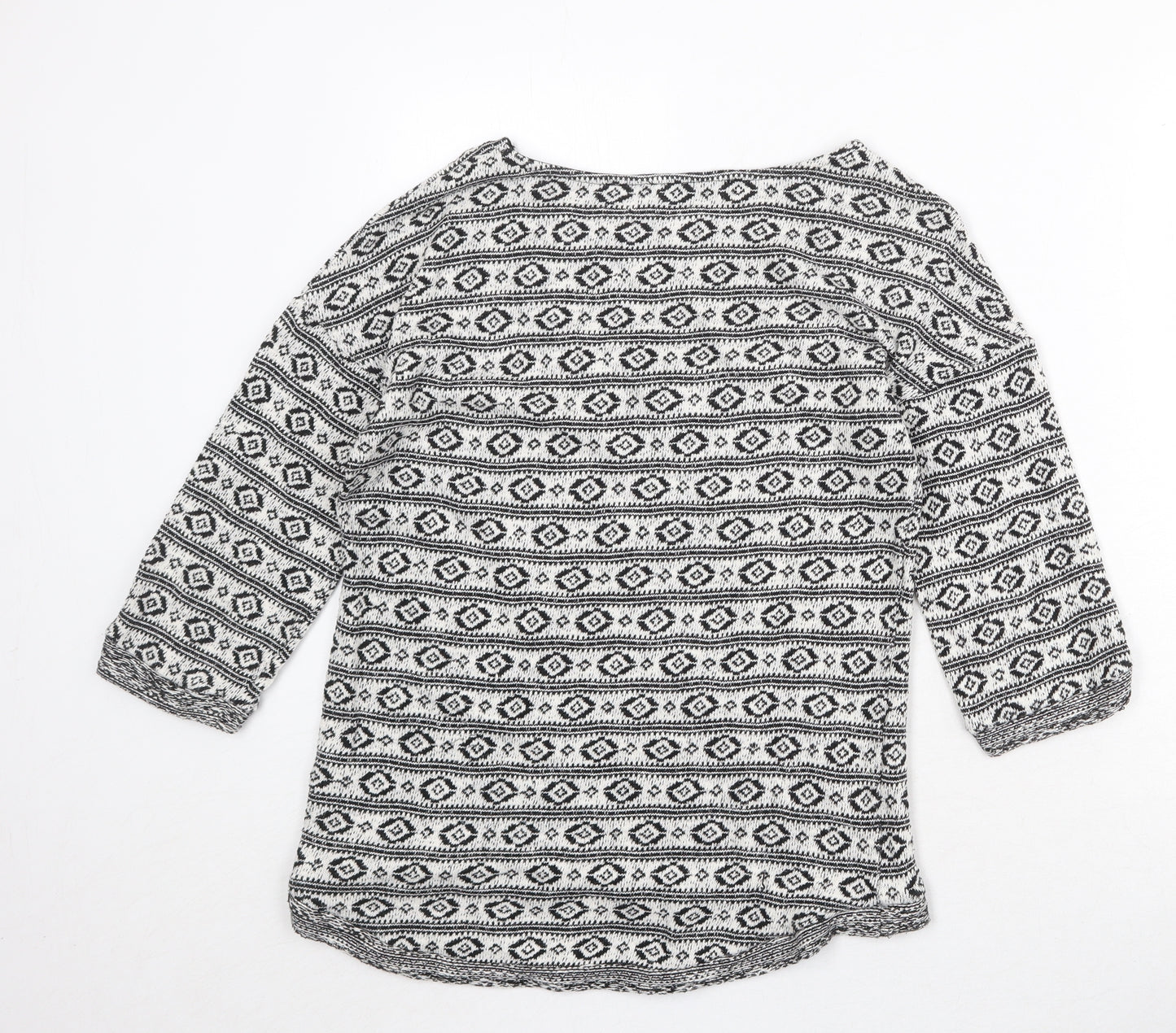 NEXT Womens Black Round Neck Geometric Acrylic Pullover Jumper Size 8