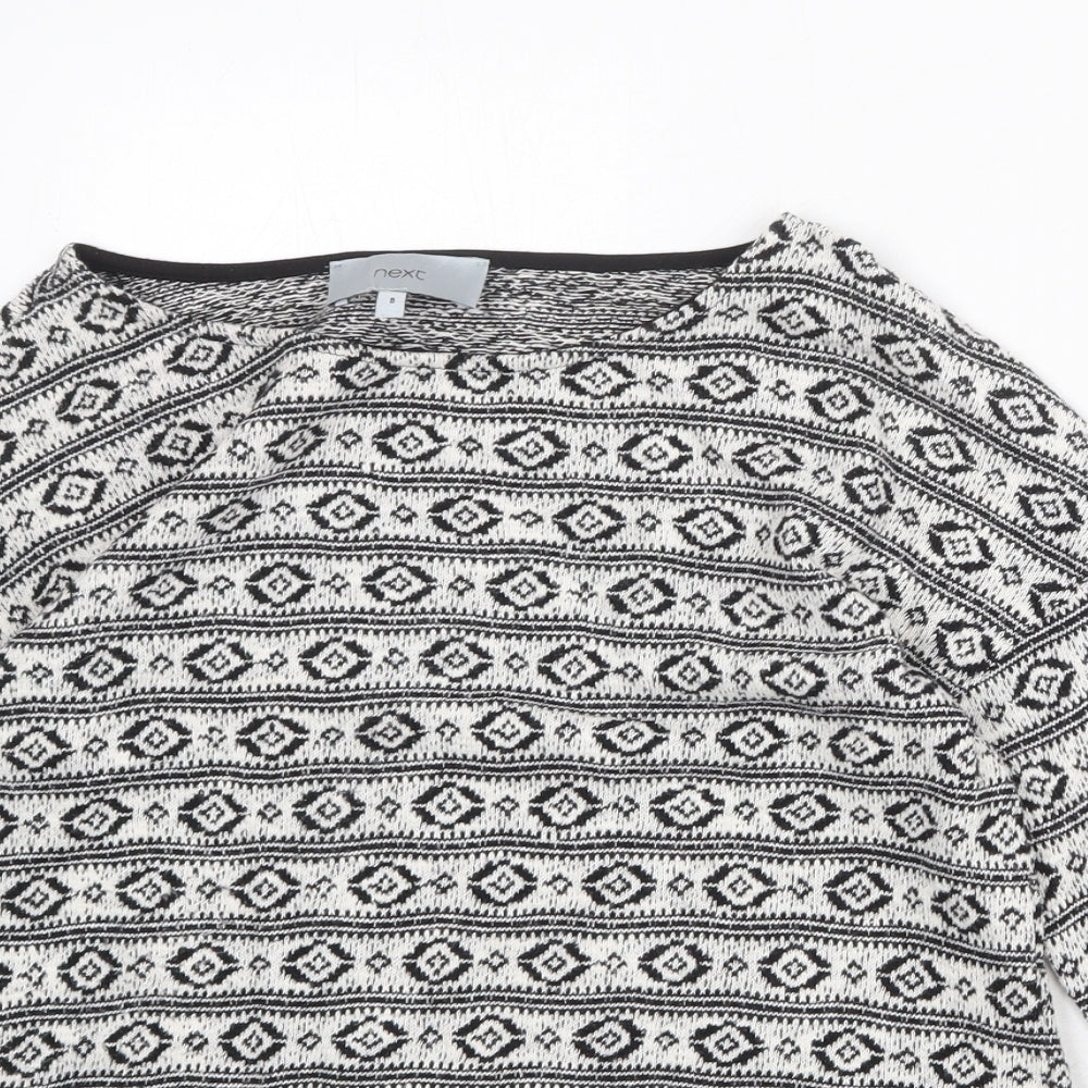 NEXT Womens Black Round Neck Geometric Acrylic Pullover Jumper Size 8