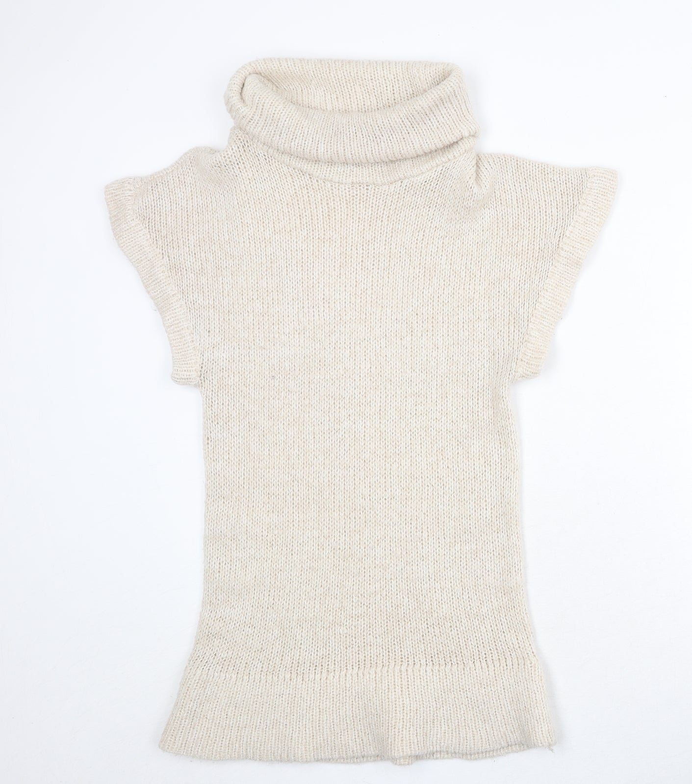 Internacionale Womens Beige Roll Neck Acrylic Pullover Jumper Size 10