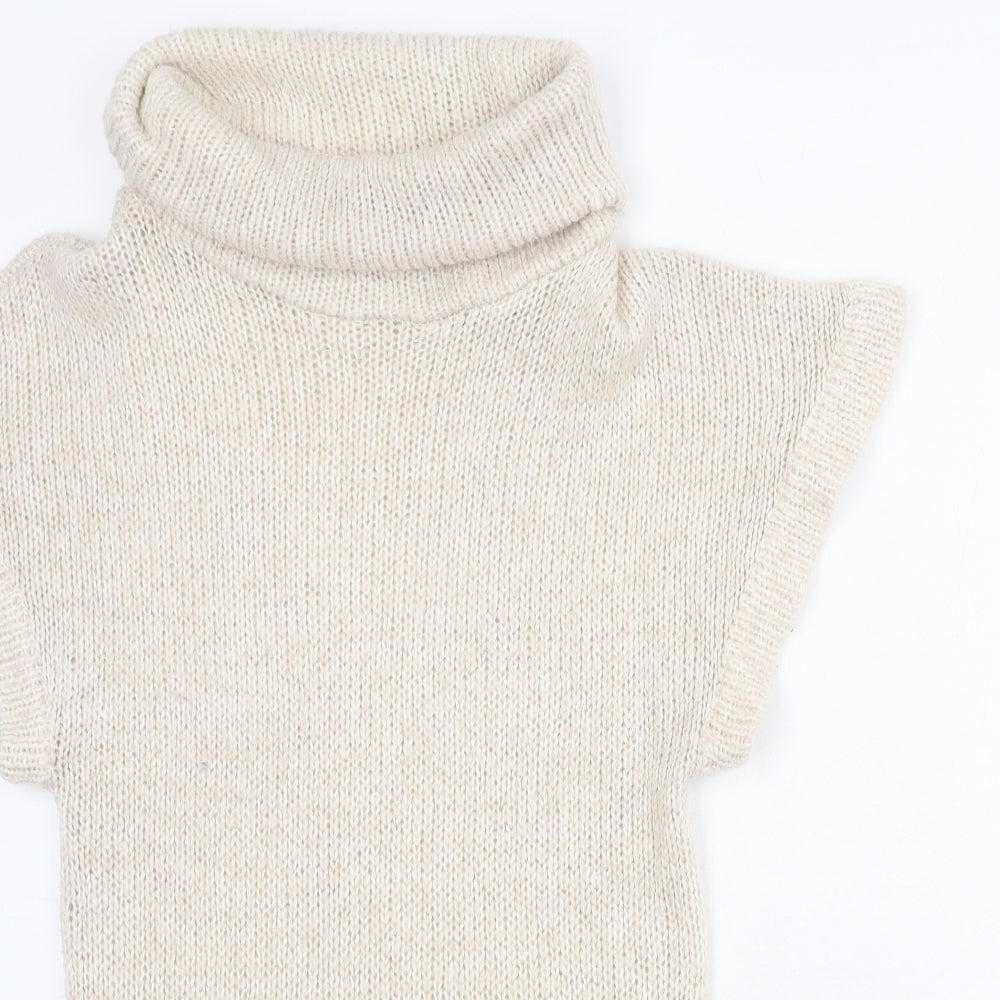 Internacionale Womens Beige Roll Neck Acrylic Pullover Jumper Size 10