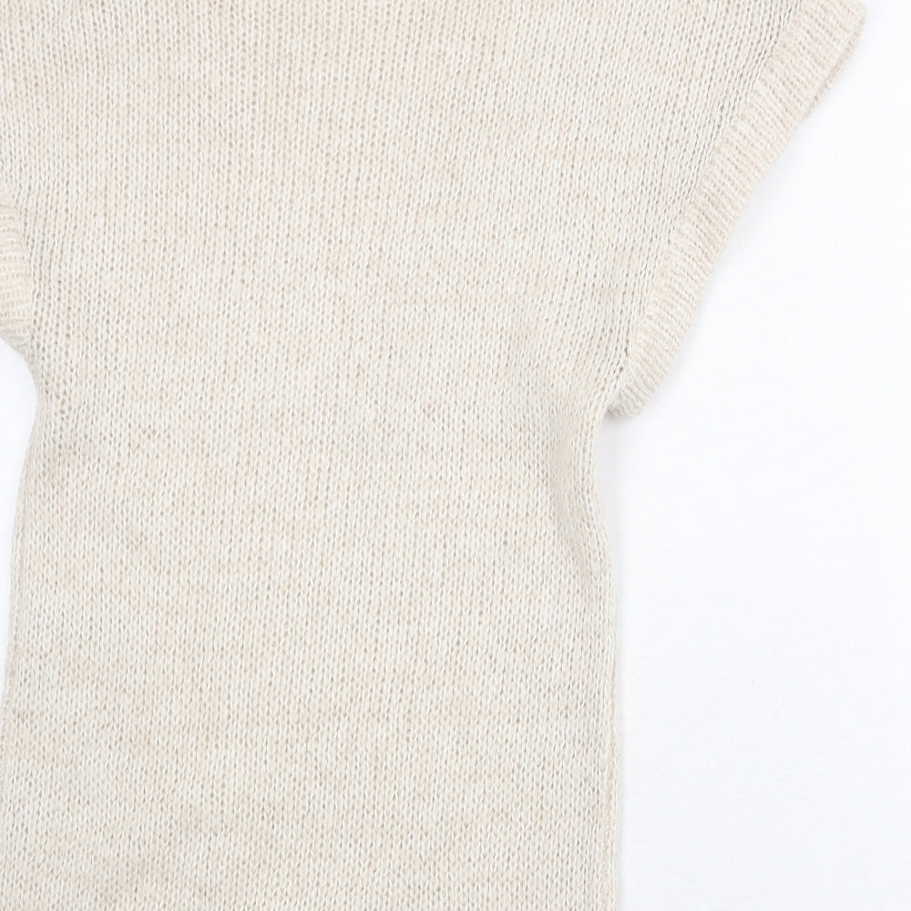 Internacionale Womens Beige Roll Neck Acrylic Pullover Jumper Size 10