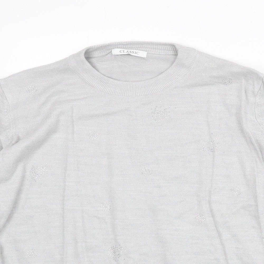 Marks and Spencer Womens Grey Round Neck Acrylic Pullover Jumper Size 18