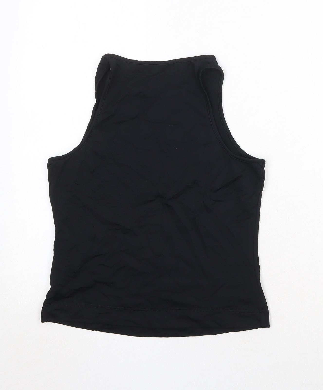 Marks and Spencer Womens Black Nylon Basic Tank Size 10 Boat Neck - Embellished Neckline