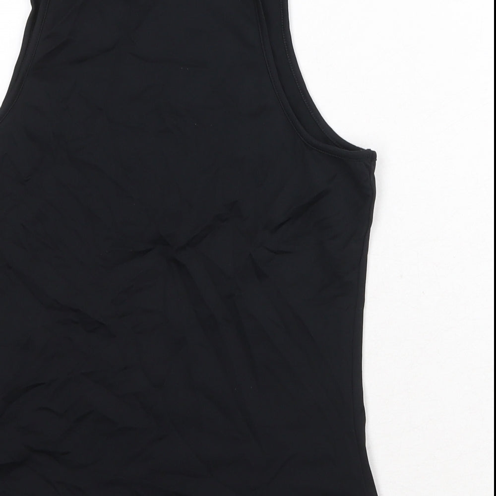Marks and Spencer Womens Black Nylon Basic Tank Size 10 Boat Neck - Embellished Neckline