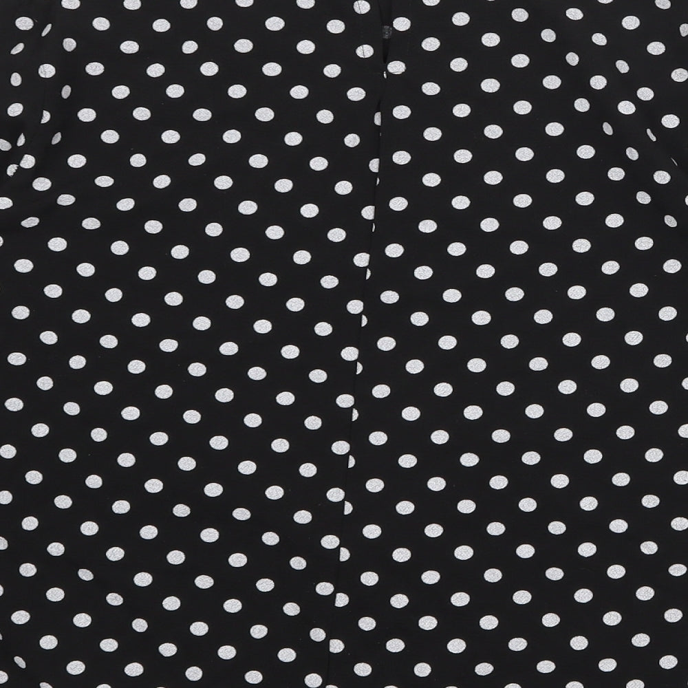 Boohoo Womens Black Polka Dot Polyester Basic Blouse Size 8 Mock Neck