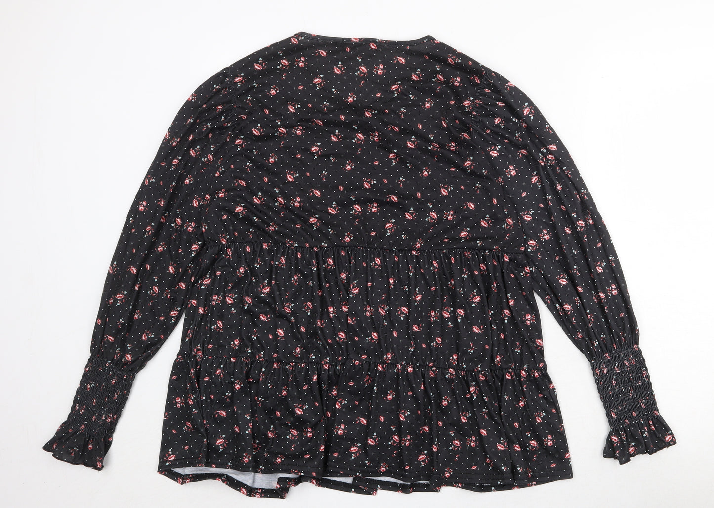 In the Style Womens Black Geometric Polyester Basic Blouse Size 16 Round Neck