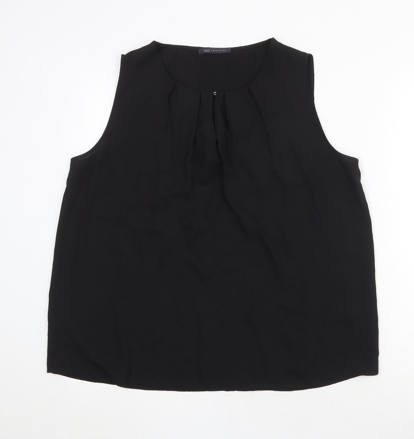 Marks and Spencer Womens Black Polyester Basic Tank Size 14 Round Neck