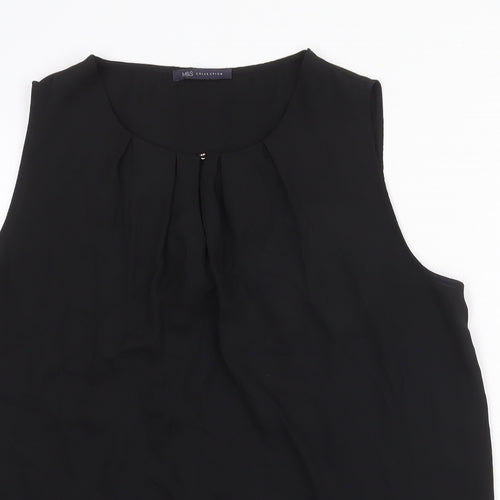 Marks and Spencer Womens Black Polyester Basic Tank Size 14 Round Neck