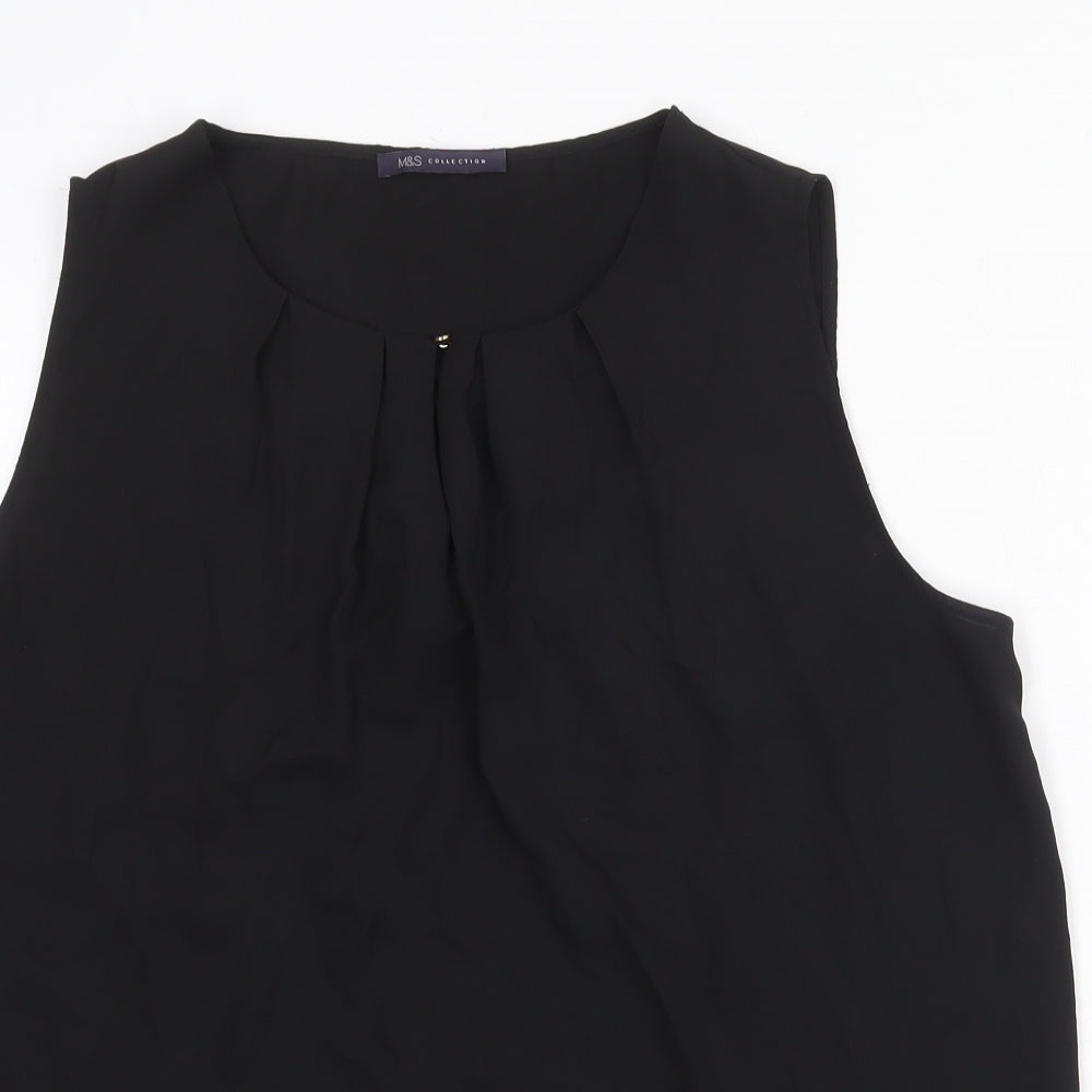 Marks and Spencer Womens Black Polyester Basic Tank Size 14 Round Neck