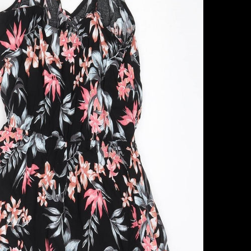 Divided by H&M Womens Black Floral Viscose Playsuit One-Piece Size 12 Pullover