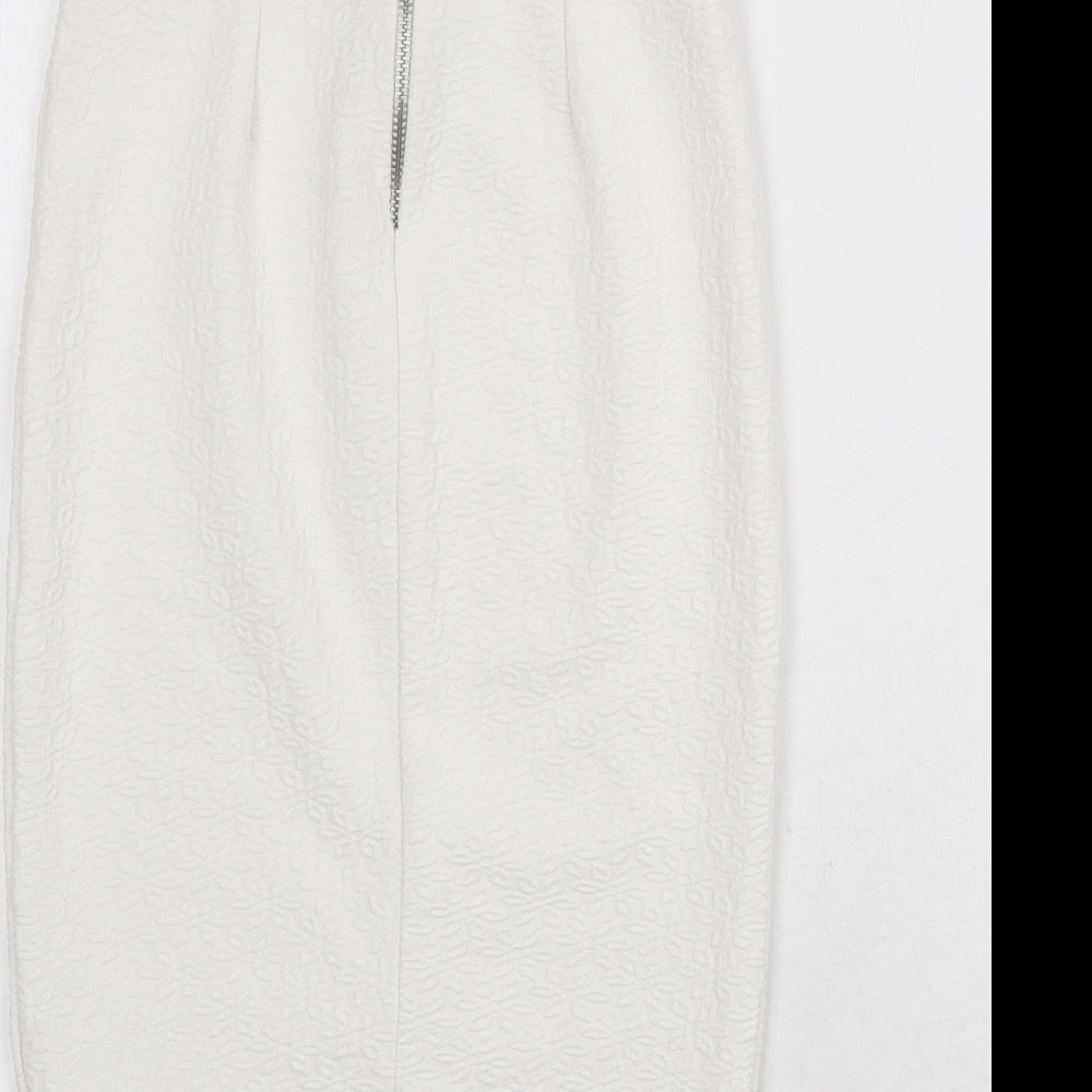 Lipsy Womens White Polyester Straight & Pencil Skirt Size 6 Zip