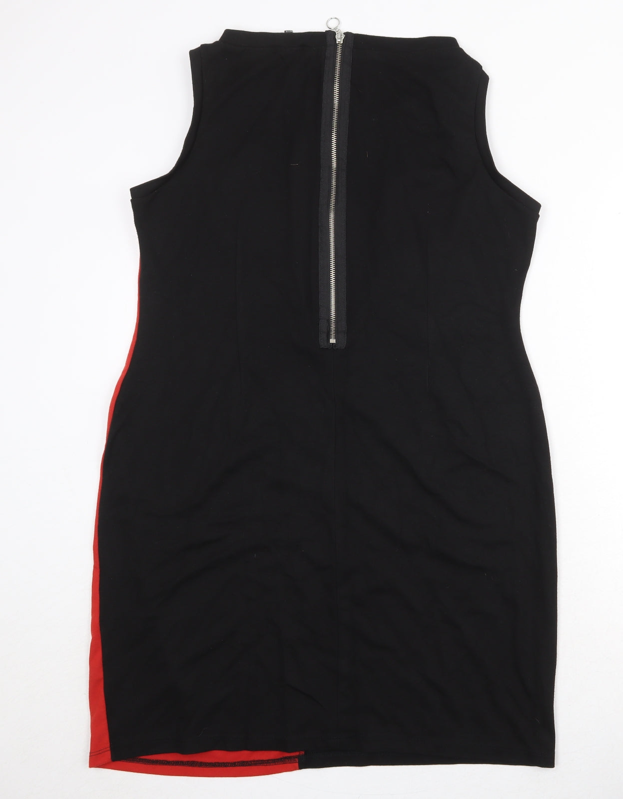 Debenhams Womens Black Colourblock Polyester A-Line Size 16 Round Neck Zip