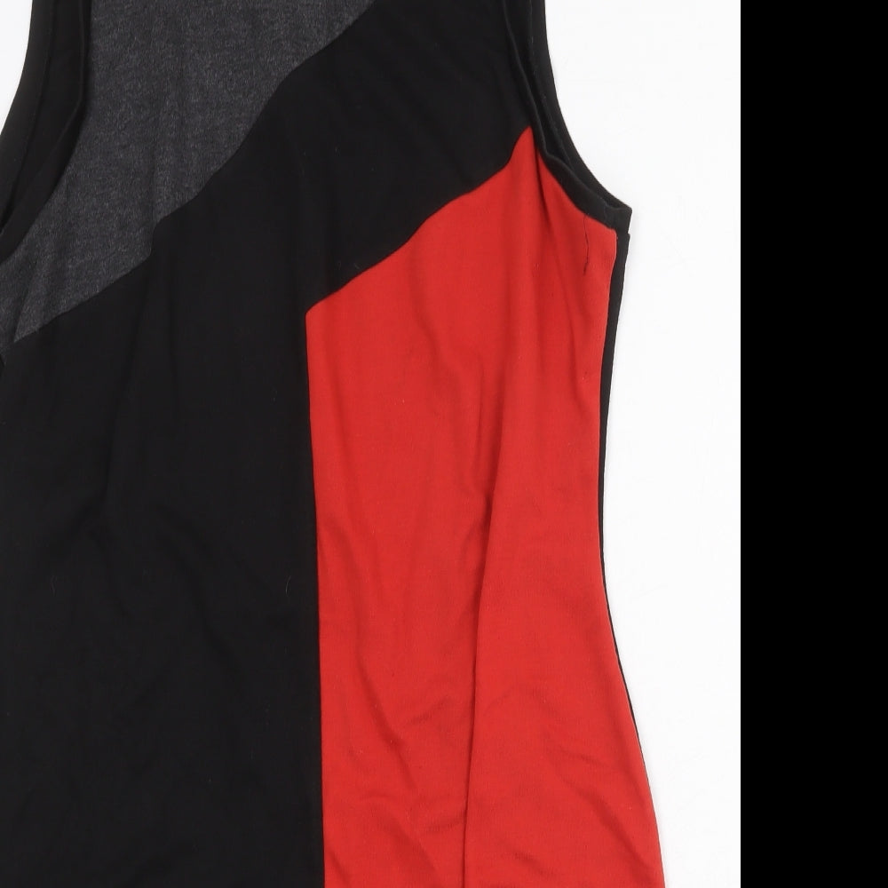 Debenhams Womens Black Colourblock Polyester A-Line Size 16 Round Neck Zip