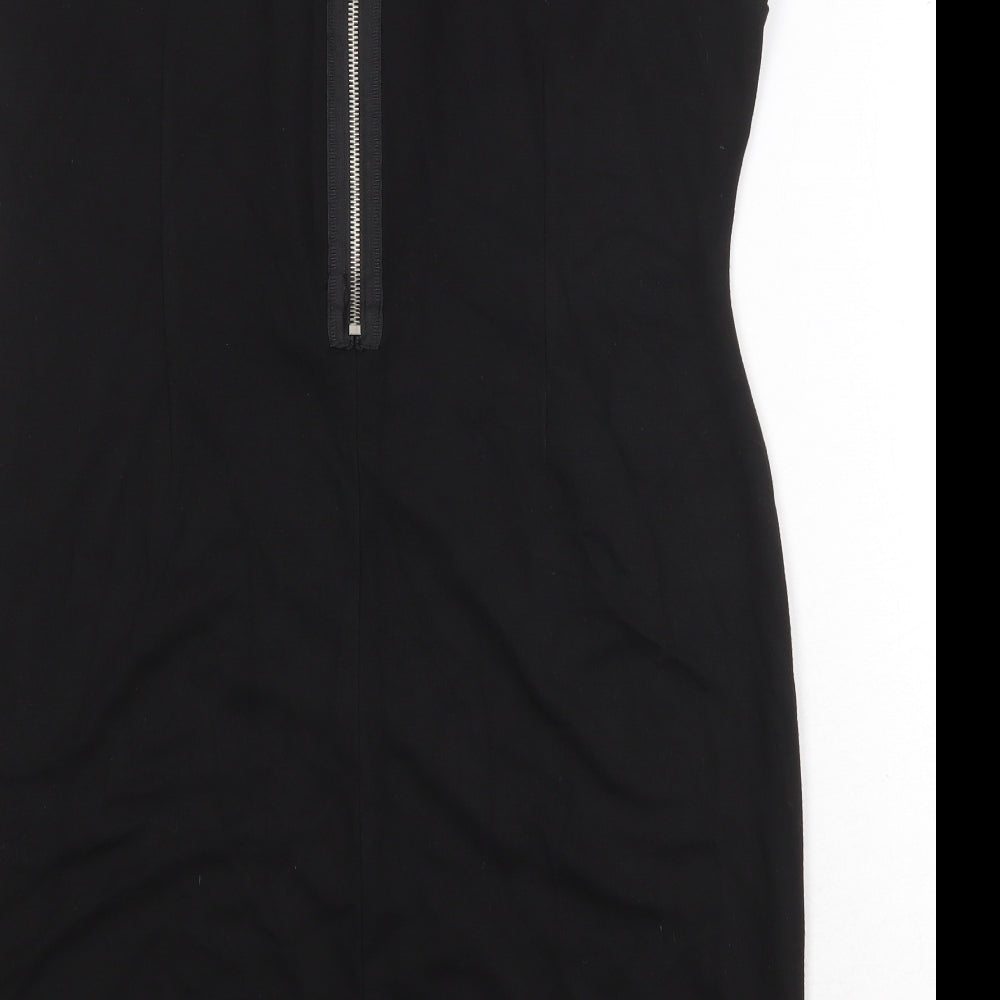 Debenhams Womens Black Colourblock Polyester A-Line Size 16 Round Neck Zip