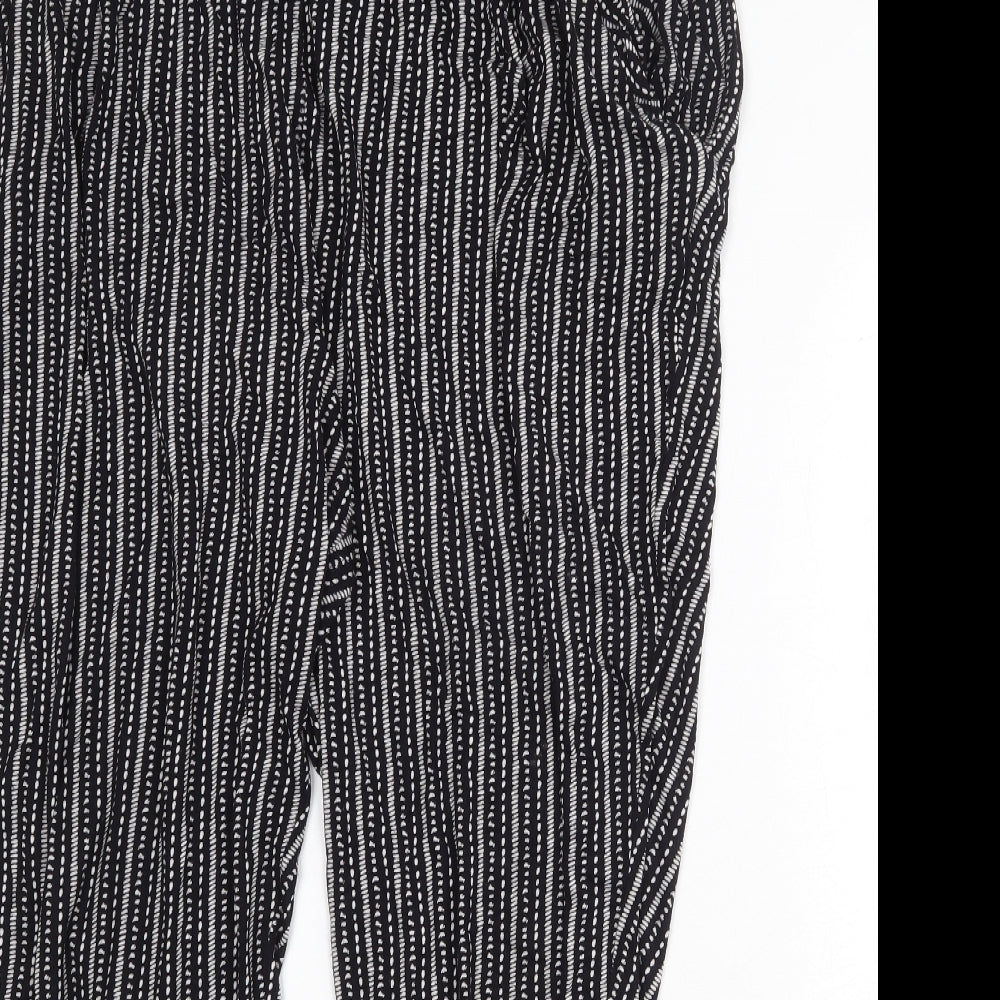 Marks and Spencer Womens Black Geometric Viscose Trousers Size 22 Regular