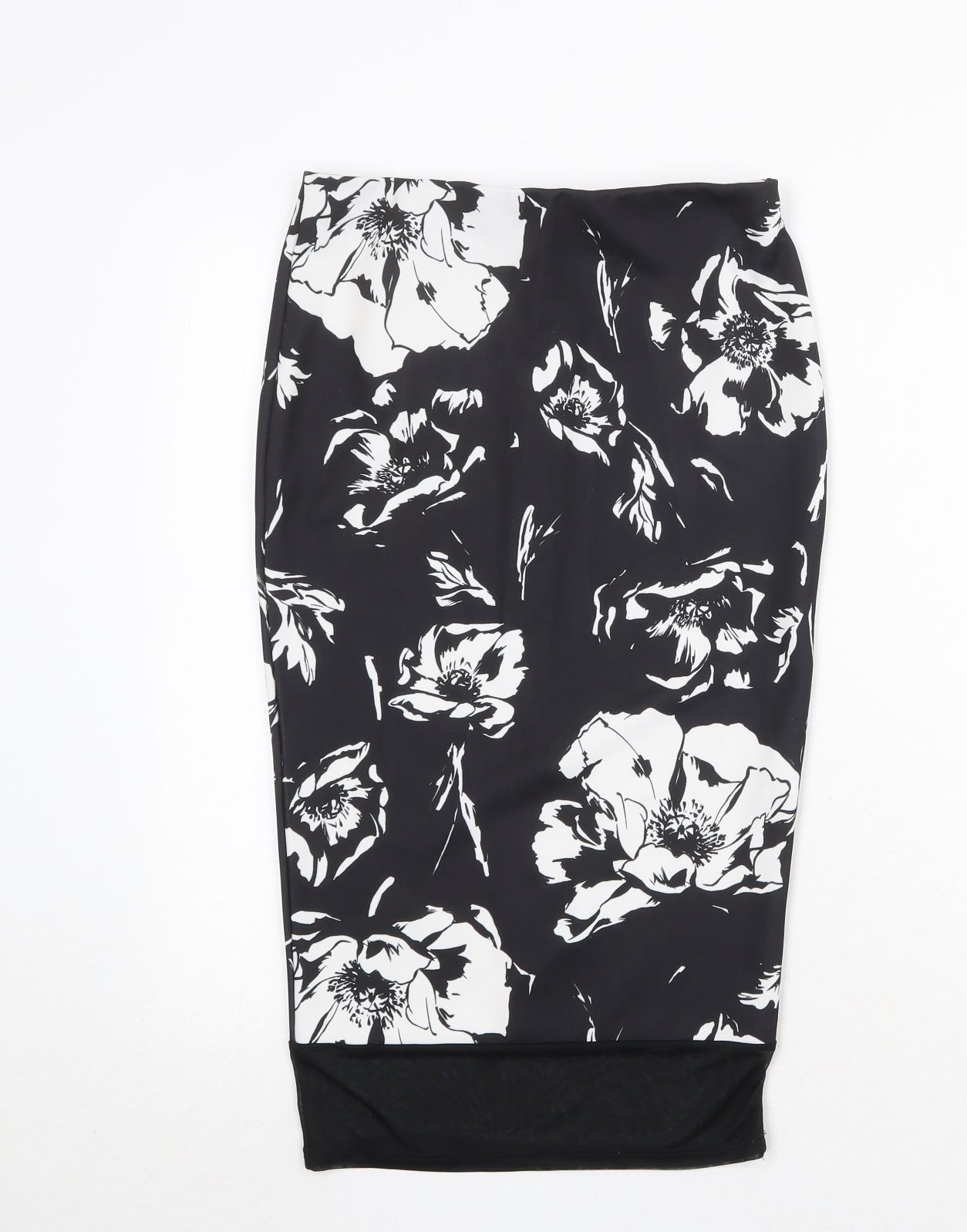 River Island Womens Black Floral Polyester Straight & Pencil Skirt Size 8