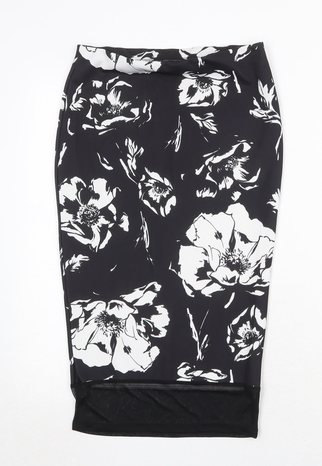 River Island Womens Black Floral Polyester Straight & Pencil Skirt Size 8