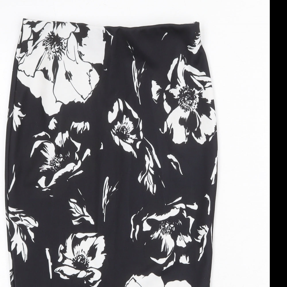 River Island Womens Black Floral Polyester Straight & Pencil Skirt Size 8