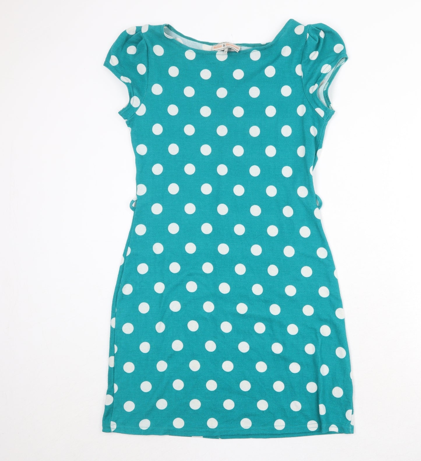 Billie & Blossom Womens Blue Polka Dot Polyester A-Line Size 10 Round Neck Pullover