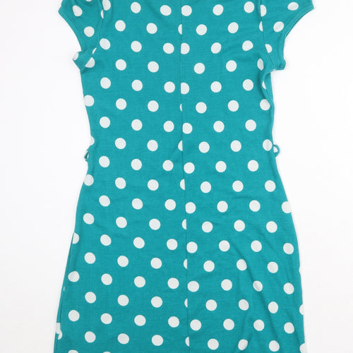 Billie & Blossom Womens Blue Polka Dot Polyester A-Line Size 10 Round Neck Pullover