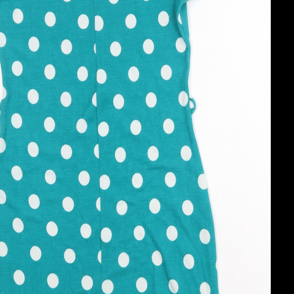 Billie & Blossom Womens Blue Polka Dot Polyester A-Line Size 10 Round Neck Pullover