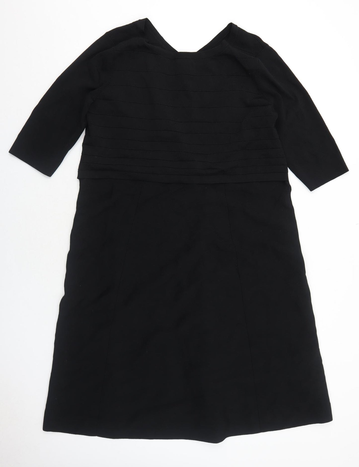 Seraphine Womens Black Viscose Trapeze & Swing Size 2XL Round Neck Pullover