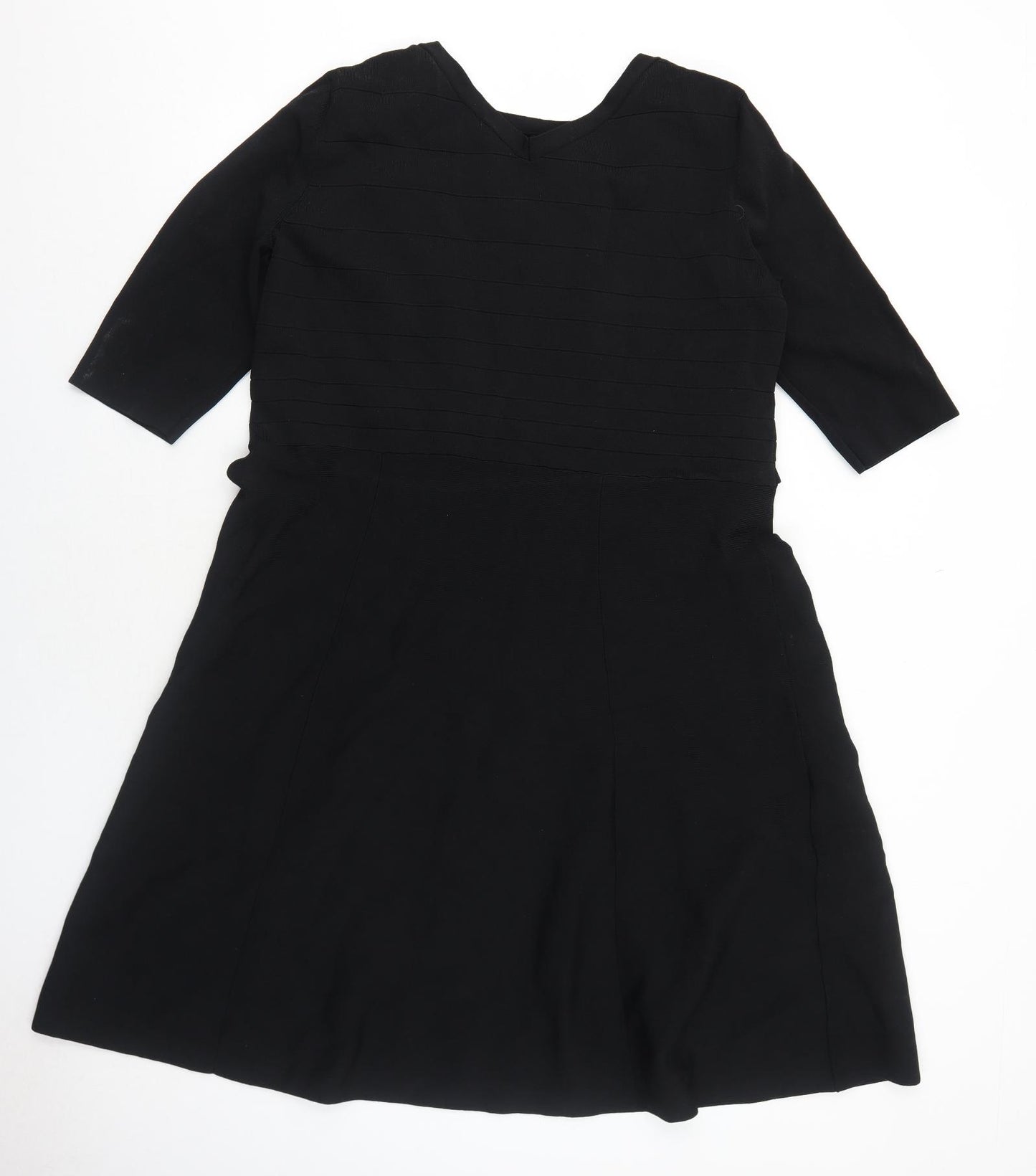 Seraphine Womens Black Viscose Trapeze & Swing Size 2XL Round Neck Pullover