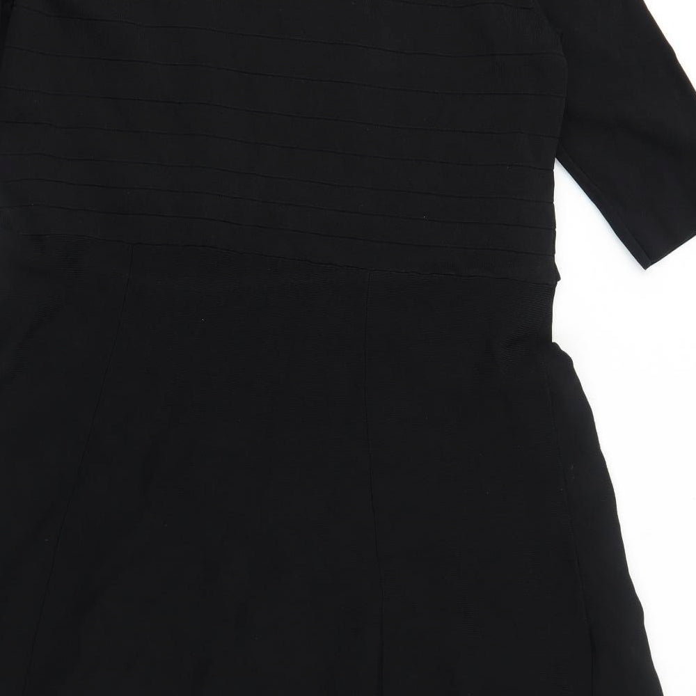 Seraphine Womens Black Viscose Trapeze & Swing Size 2XL Round Neck Pullover