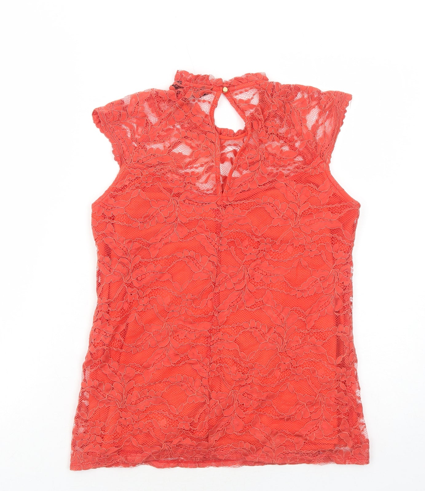 Dorothy Perkins Womens Orange Cotton Basic Blouse Size 8 Mock Neck