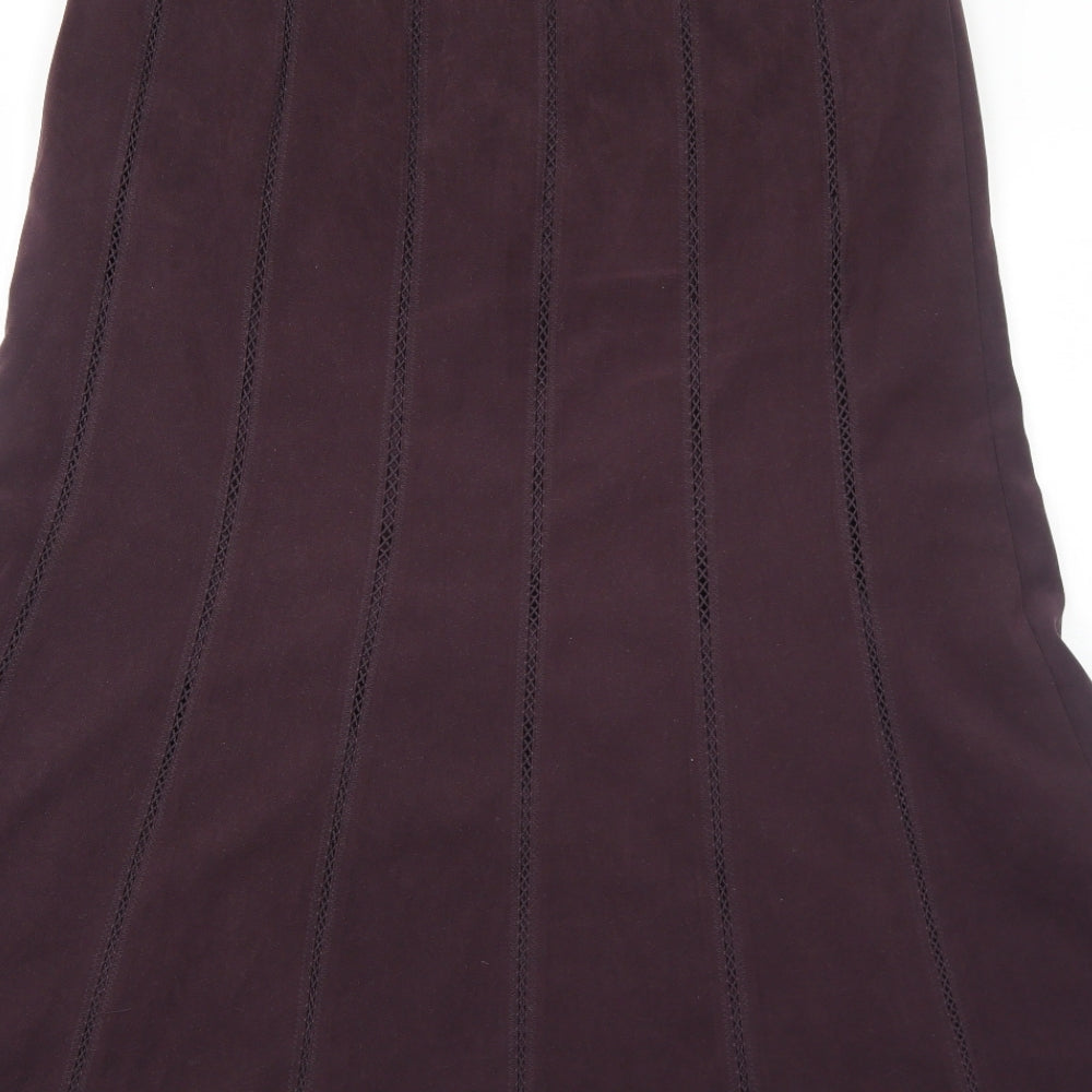 BHS Womens Purple Polyester Swing Skirt Size 16 Zip