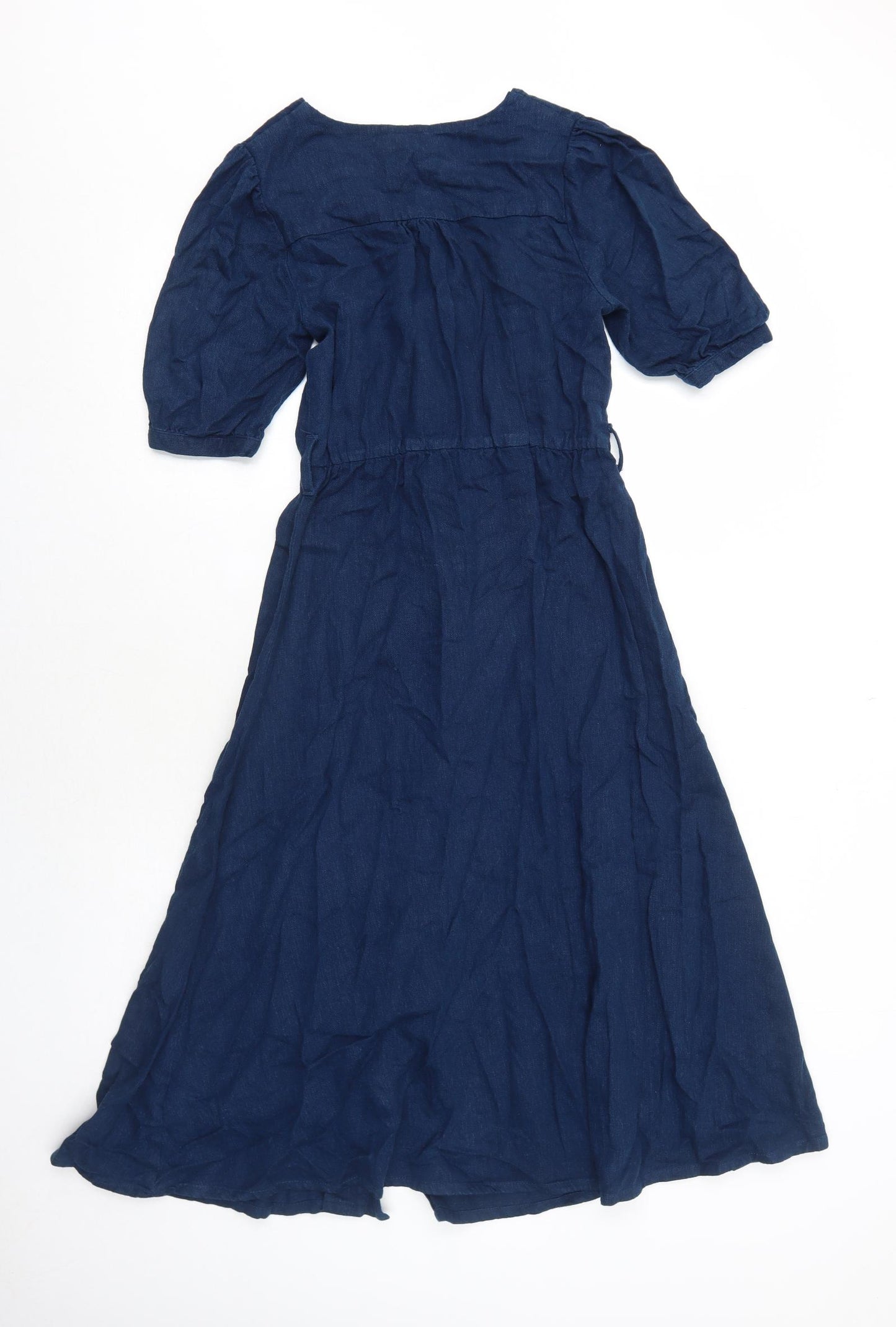 NEXT Womens Blue Viscose Trapeze & Swing Size 6 V-Neck Button