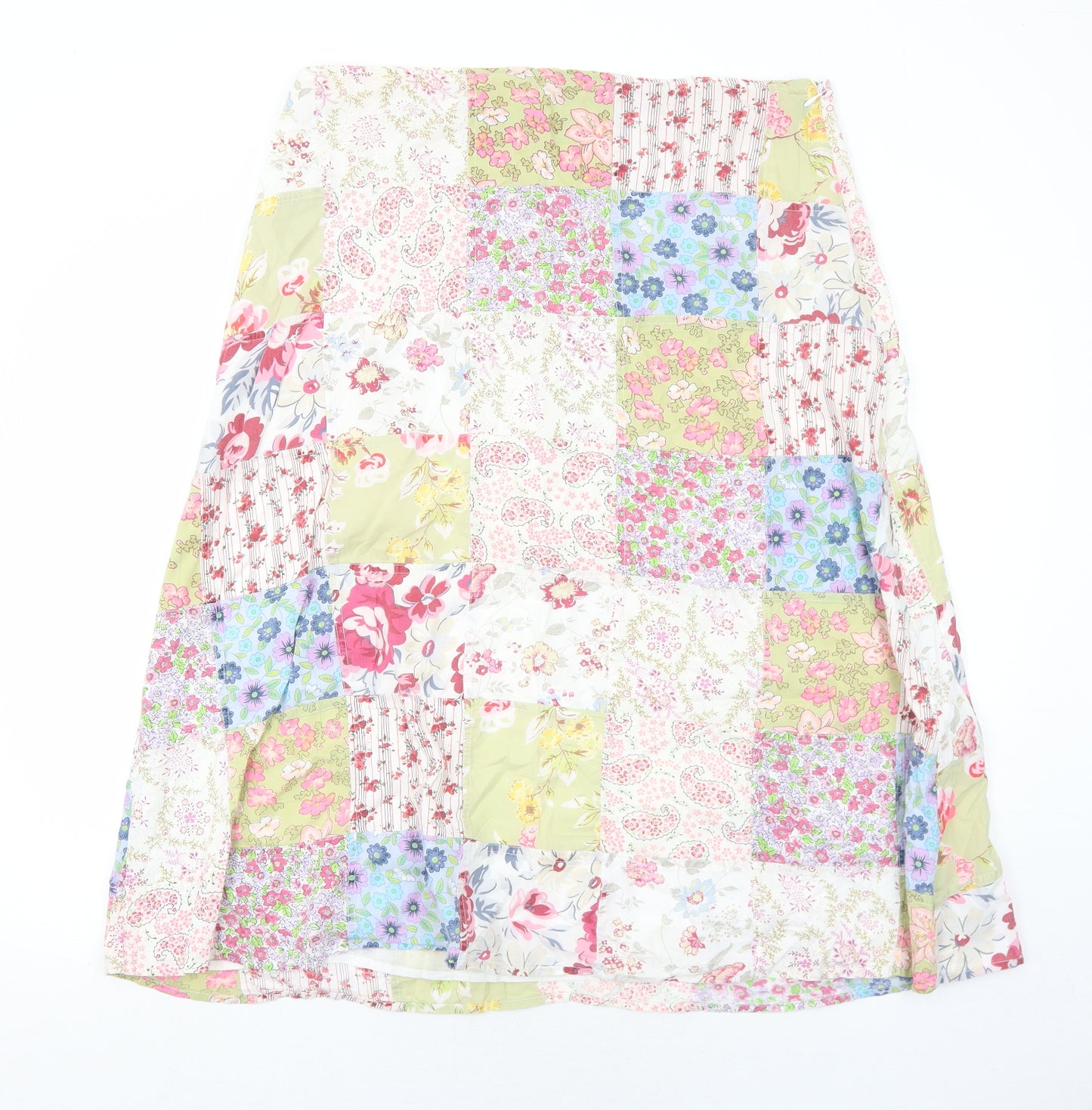 Per Una Womens Multicoloured Floral Cotton Swing Skirt Size 16 Zip