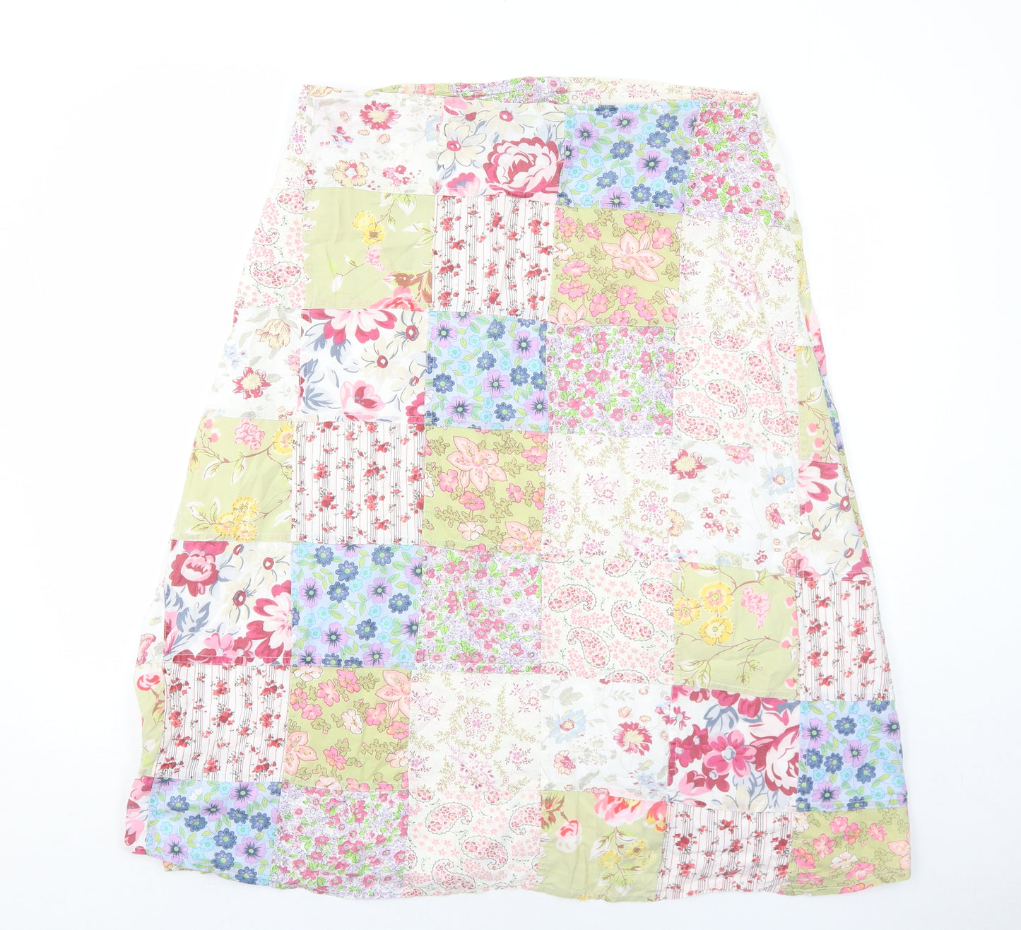 Per Una Womens Multicoloured Floral Cotton Swing Skirt Size 16 Zip