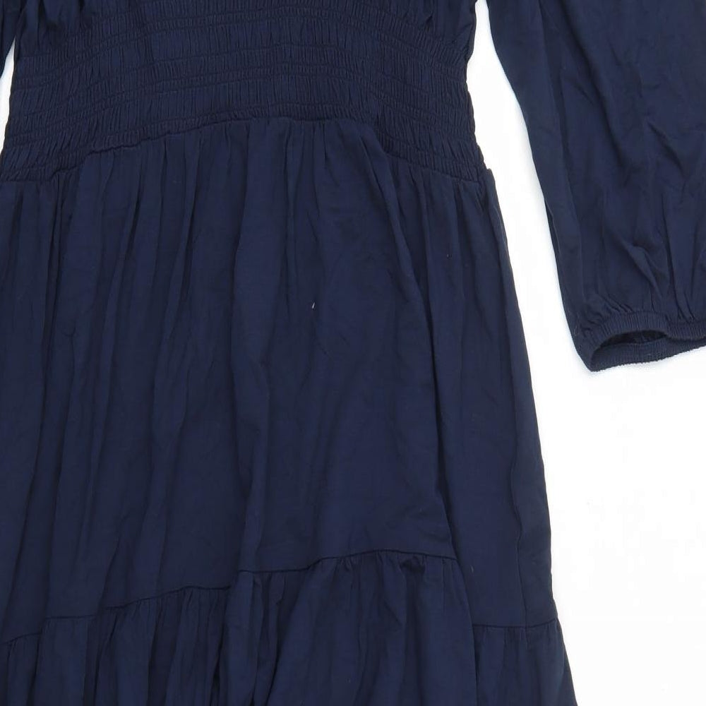 Marks and Spencer Womens Blue Viscose A-Line Size 16 Square Neck Pullover